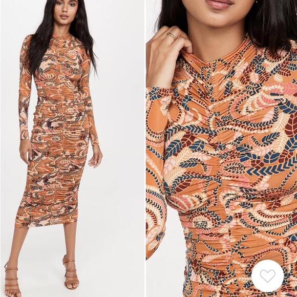 A.L.C. Ansel Long‑Sleeve Ruched Bodycon Midi Dress - Picture 5 of 14